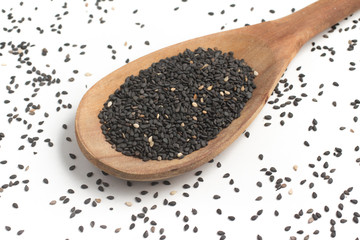 Black Sesame into a spoon