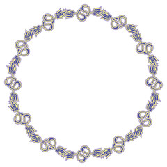Beautiful round frame with blue decorative flowers.