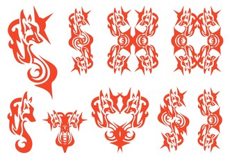 Flaming fox symbols with a crown