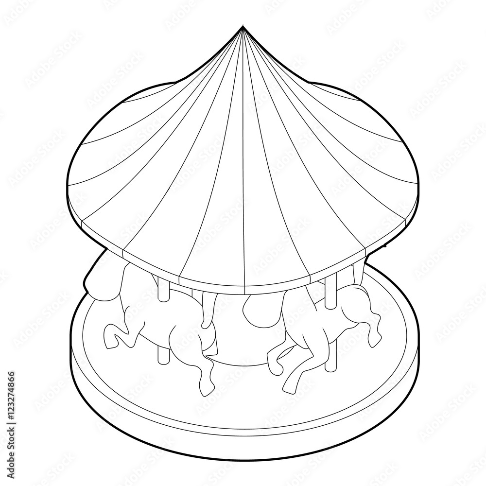 Poster carousel with horses icon. outline illustration of carousel with horses vector icon for web