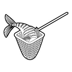 Fishing net icon. Outline illustration of vector icon for web