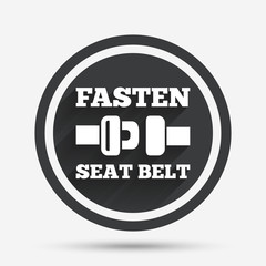 Fasten seat belt sign icon. Safety accident.