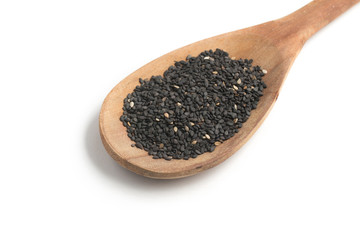 Black Sesame into a spoon
