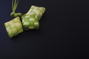 Ketupat (Rice Dumpling) On Black Background. Ketupat is a natura