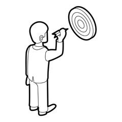 Businessman aiming at target icon. Outline illustration of businessman and target vector icon for web