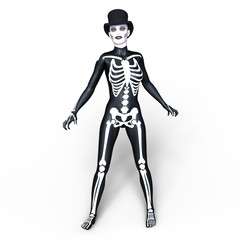 骸骨コスチュームの女性