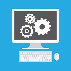 Computer Display and Gear Icon