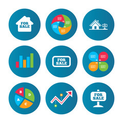 For sale icons. Real estate selling.