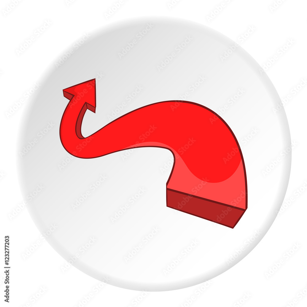 Poster red curved arrow icon. artoon illustration of red curved arrow vector icon for web
