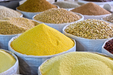 Dried food products on the arab street market stall