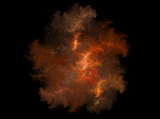 Fototapeta premium Fractals, abstract outer space flames on a black background.