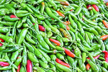 Hot pepper on street market stall