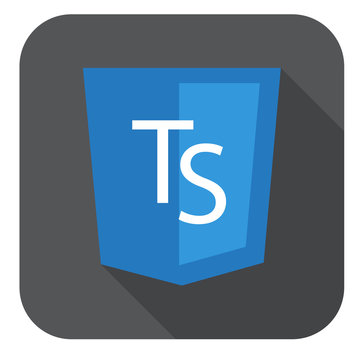 vector web development shield sign html5 javascript ts letters icon on grey badge with long shadow