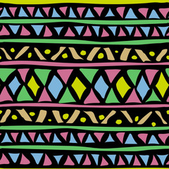Seamless colorful ethnic pattern with the Indian ornament. Vector illustration