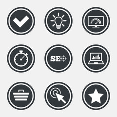 Internet, seo icons. Bandwidth speed sign.