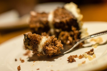Carrot cake on a fork