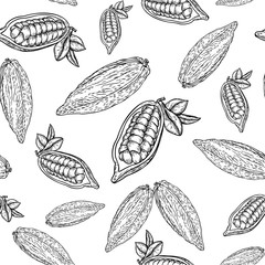 Cocoa bean pattern_white