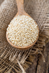 organic quinoa on old background