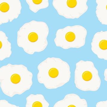 vector seamless breakfast pattern with fried eggs