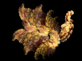 Fractals, abstract bird on a black background.