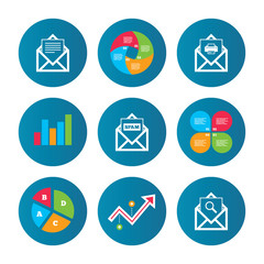 Mail envelope icons. Message document symbols.