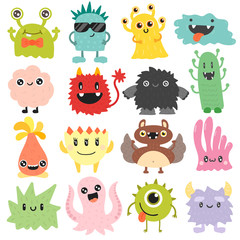 Cute monsters vector set.
