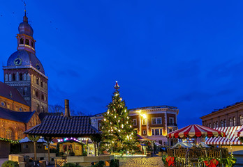 Christmas market at Dome square in the night
