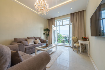 Cozy and stylish comfortable living room interior