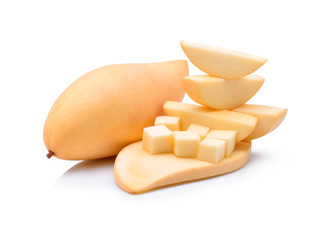 yellow mango on white background