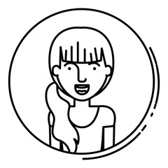 Woman cartoon inside circle icon. Avatar people person and human theme. Isolated design. Vector illustration