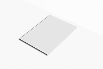 Mock-up postcard and cover. White paper card on white background. For your design and template.