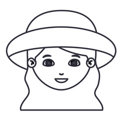 Girl cartoon face with hat icon. Kid child little and people theme. Isolated design. Vector illustration