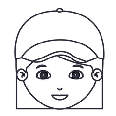 Girl cartoon face with hat icon. Kid child little and people theme. Isolated design. Vector illustration