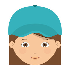 Obraz premium Girl cartoon face with hat icon. Kid child little and people theme. Isolated design. Vector illustration