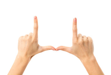 Woman's hands making frame