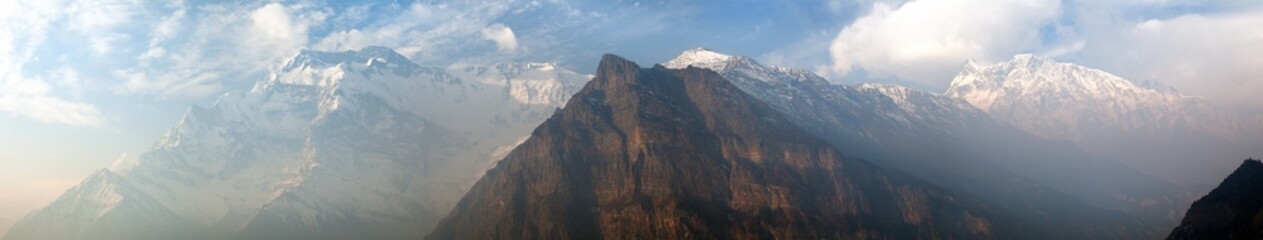 Morning panoramic view of Annapurna range