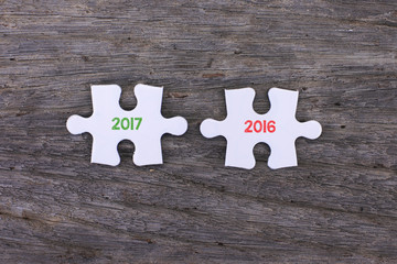 Puzzle with a word 2017 and 2016.