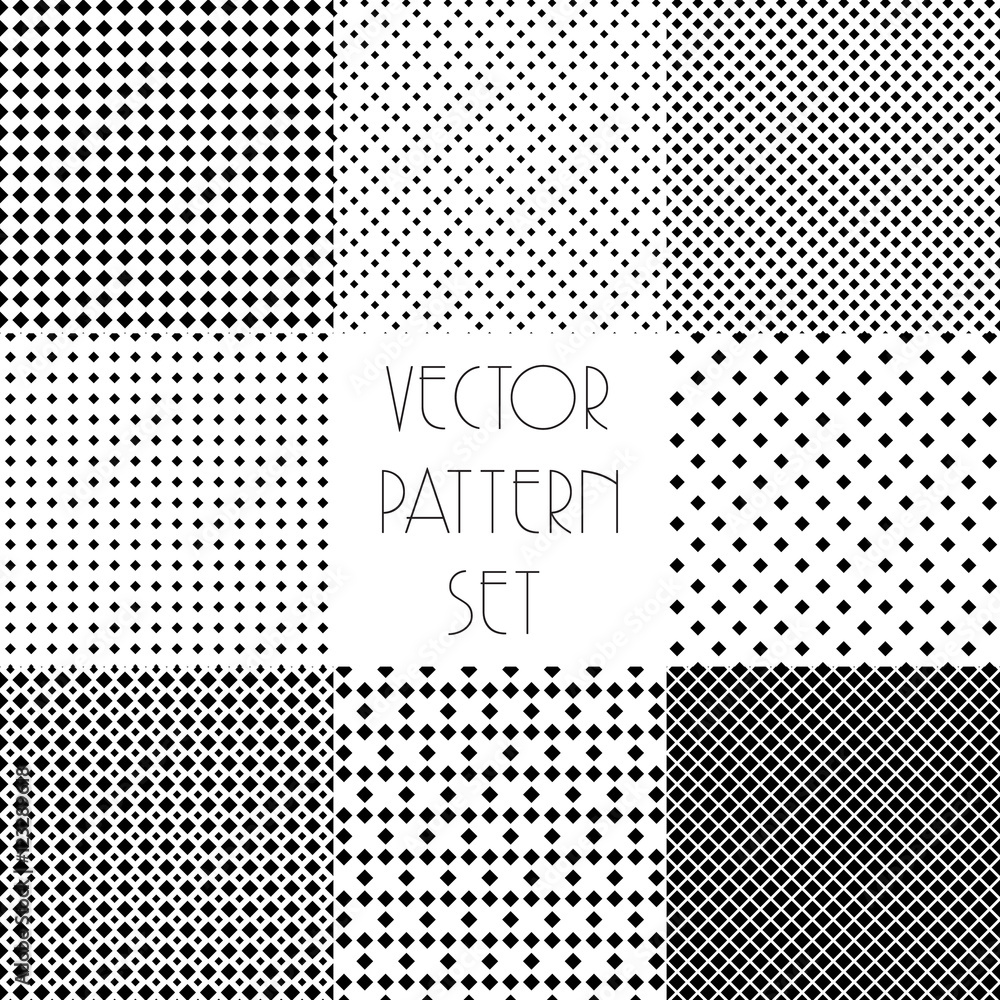 Aufkleber simple geometric patterns. seamless repeating vector collection. black and white texture set with rh