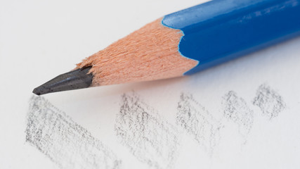 drawing with a blue pencil