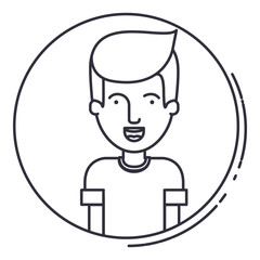 Obraz na płótnie Canvas Man cartoon inside circle icon. Avatar people person and human theme. Isolated design. Vector illustration