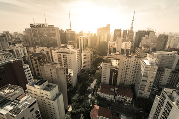 View of Sao Paulo Buildings by Sunrise