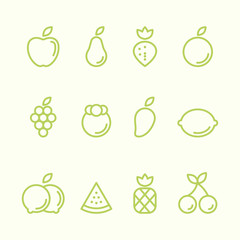 Fruit outline icon set flat design vector illustration