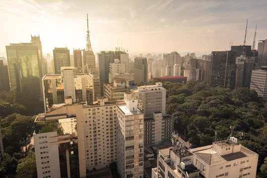 View of Sao Paulo Buildings by Sunrise