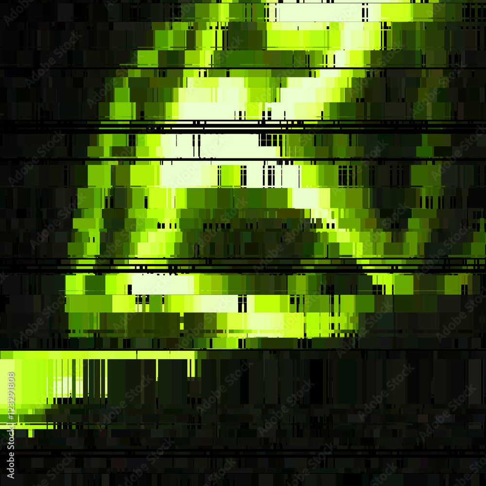 Aufkleber glitch green abstract background with distortion, bug effect, random lines for design concepts, post