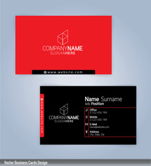 Modern creative and clean business card Design template. Black and Red template