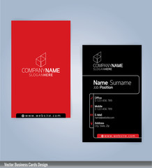 Modern creative and clean business card Design template. Black and Red template