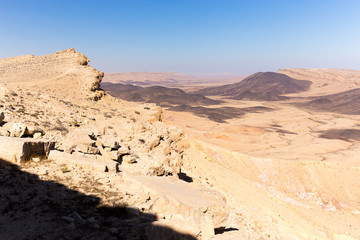 Crater mountains stone desert landscape Middle East nature sceni