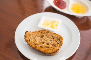 Toast bread in a white plate  .