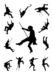 Man Climber Climb Extreme Mountain Climbing Pose Silhouette