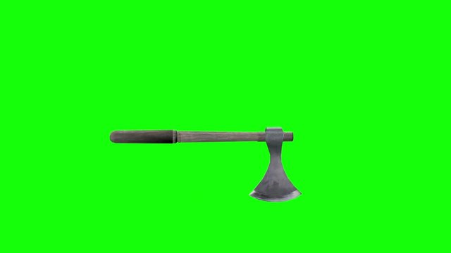 Axe Thrown on a Green Screen